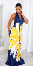 SC Bohemian Print Halterneck Backless Maxi Dress GCYF-9559