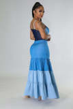 SC Contrast Color Wrap Chest Vest Long Skirt Suit GCYF-9349