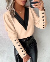 SC Fashion V-neck Long Sleeve Blouses GSZE-ST23385