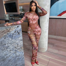 SC Print Long Sleeve Tight Pants Suit GTYZ-7598