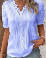 SC Plus Size Fashion Short Sleeve Blouses GSZE-ST23053