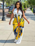 SC Bohemian Print Halterneck Backless Maxi Dress GCYF-9559