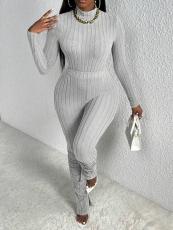 SC Solid Color Long Sleeve Split Pants Suit GFTF-1029