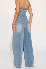 SC Denim Wrap Chest Washed Jumpsuit GKNF-6999