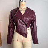 SC PU Leather Solid Color Coats GPBY-16452