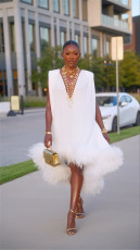 SC V Neck Sleeveless Irregular Mini Dress YUMT-YMT469