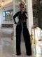 SC Stripe Patchwork Hooded Sport Two Piece Pants Set TR-1354