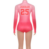 SC Print Stand Collar Zipper Romper DLSF-K25Q82279