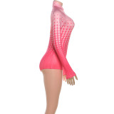 SC Print Stand Collar Zipper Romper DLSF-K25Q82279