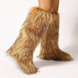 SC Winter Warm Flat-Heeled Over-the-Knee Furrzy Boots NGZR-xuezi-2025