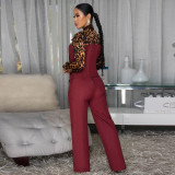 SC Leopard Print Tie Up Shirt Pants Suit YF-10934