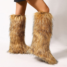 SC Winter Warm Flat-Heeled Over-the-Knee Furrzy Boots NGZR-xuezi-2025