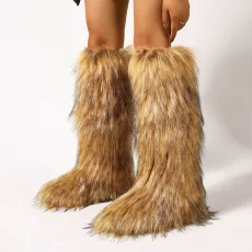 SC Winter Warm Flat-Heeled Over-the-Knee Furrzy Boots NGZR-xuezi-2025