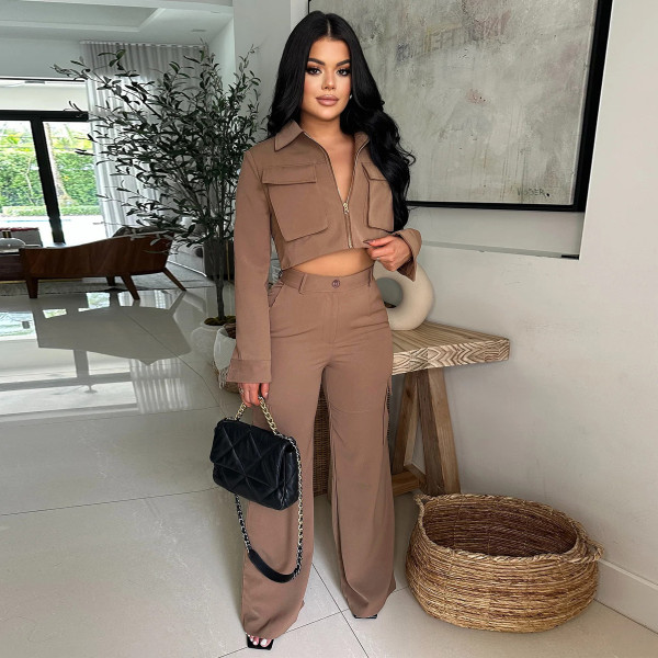 SC Long Sleeve Zipper Top Two Piece Pants Set YF-10921
