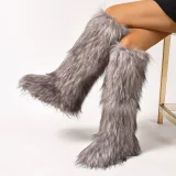 SC Winter Warm Flat-Heeled Over-the-Knee Furrzy Boots NGZR-xuezi-2025