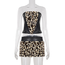 SC Leopard Furrzy Patchwork Skirt Suit GPKJ-MR27257/45634
