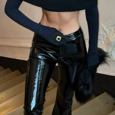 SC PU Leather Micro Flare Pants GPKJ-MR45465