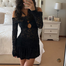 SC Lace Hollow Out Mini Dress GWEN-JWJD45281