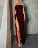 SC Sequin Split Tube Top Dress GXRF-QC020