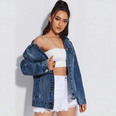 SC Long Sleeve Holes Denim Coat GDAM-218759