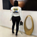 SC Print PU Leather Jacket YNSF-8011