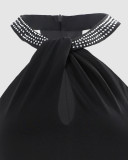 SC Hot Drill Halterneck Split Maxi Dress GXRF-QC066