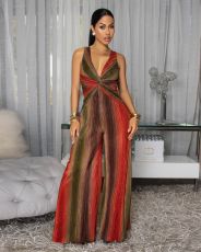 SC Deep V Neck Print Maxi Dress XHXF-472