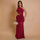 SC Solid Color Single Shoulder Maxi Dress GTYZ-7590