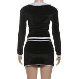 SC Bow Tie Long Sleeve Two Piece Skirts Set XEF-K25S83442