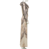 SC Fur Neck Print Two Piece Skirts Set XEF-K25S84126