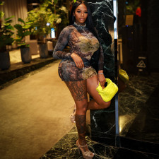 SC Print Long Sleeve Mini Dress XEF-K25D84681