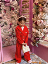 SC Kids Girls Solid Blazer Two Piece Pants Set GYAY-8139