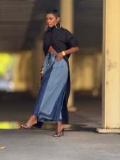 SC Contrast Color Loose Denim Jeans GYLN-8306