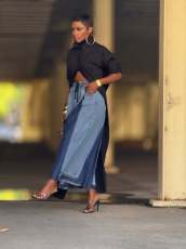 SC Contrast Color Loose Denim Jeans GYLN-8306