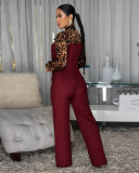 SC Leopard Print Tie Up Jumpsuit OSM-4494
