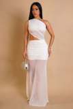 SC Solid Color Single Shoulder Maxi Dress GTYZ-7590