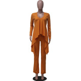 SC V Neck Irregular Two Piece Pants Set YS-2508