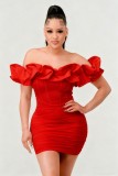 SC Off Shoulder Ruffles Mini Dress GMYU-9611