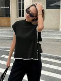 SC Sleeveless Contrast Color Tie Up Tops GZYF-1155