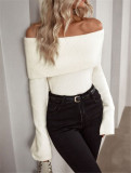 SC One Shoudler Solid Sweater GZYF-1016