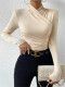 SC Solid Color Cross Ruched T Shirts GZYF-1033