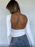 SC Long Sleeve Backless Tops GZYF-1133