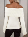 SC One Shoudler Solid Sweater GZYF-1016