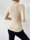SC Solid Color Cross Ruched T Shirts GZYF-1033