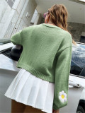 SC Floral Pattern Knit Sweater GZYF-1085