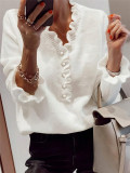 SC Ruffles V Neck Knits Sweater GZYF-1067