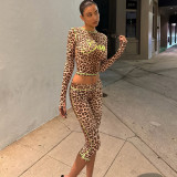 SC Letter Leopard Print Two Piece Pants Set GZJQ-K25S83878