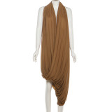 SC Irregular Ruched Backless Maxi Dress GZJQ-K25D82819