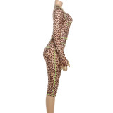 SC Letter Leopard Print Two Piece Pants Set GZJQ-K25S83878