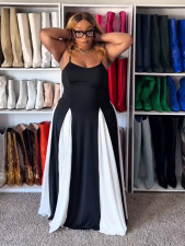 SC Plus Size Color Block Sling Maxi Dress WAF-77688
